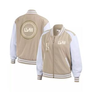 Women's Tan Super Bowl LVIII Tonal Full-Zip Jacket WEAR by Erin Andrews M Nevada